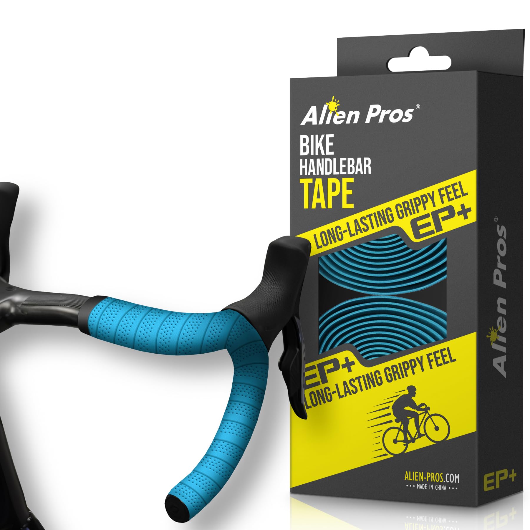 ALIEN PROS Bike Handlebar Tape Blue New Model EP+ (Set of 2) - Wrap Your Bike for an Awesome Comfortable Ride - Enhance Your Bike Grip with These EVA