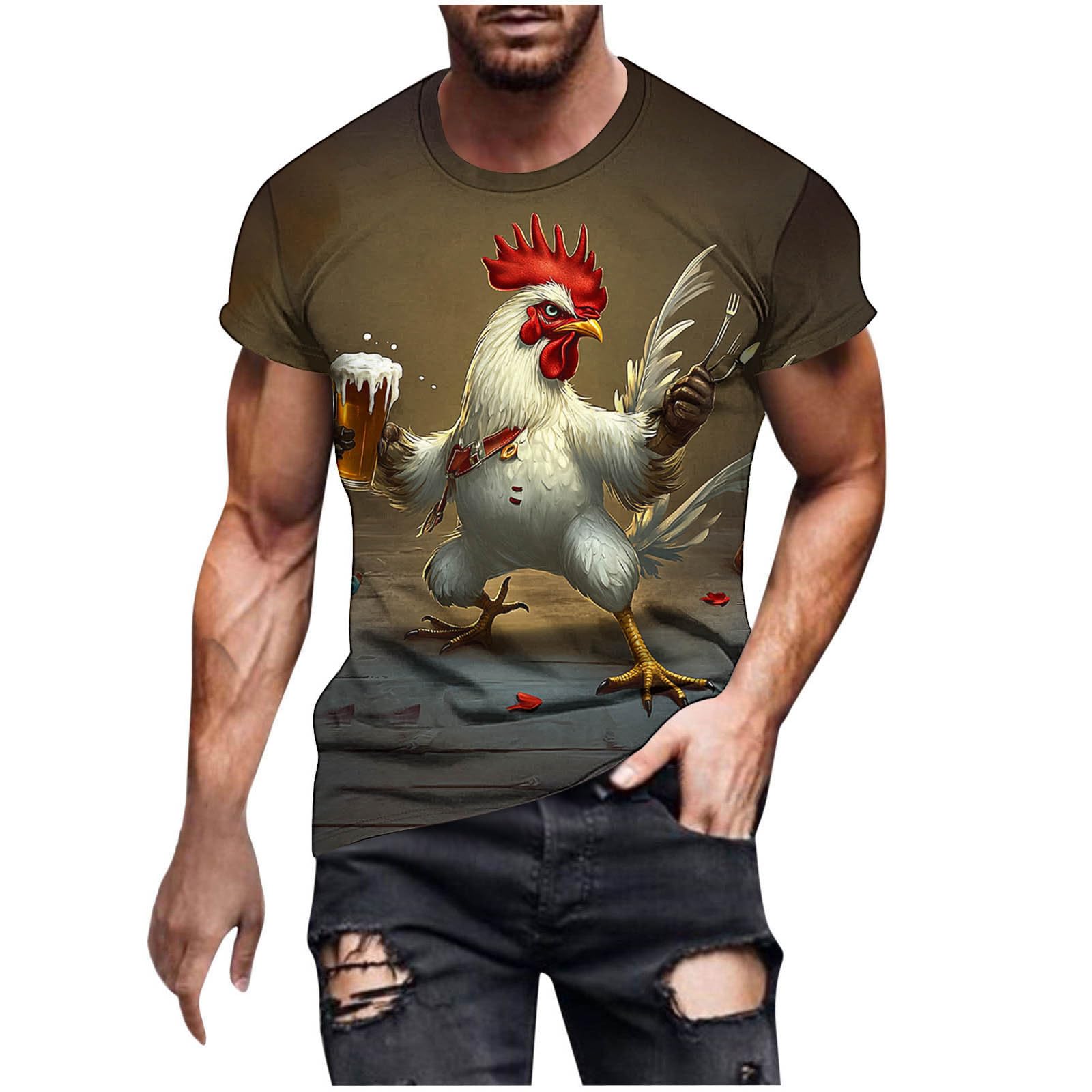 Cute Funny Animal T-Shirt for Mens Giraffe Vintage Novelty Gift T-Shirt Short Sleeve Crewneck Hip Hop Graphic Tees