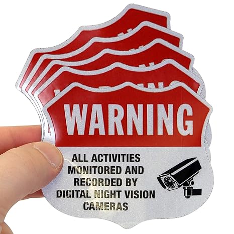 SmartSign All Activities Monitored and Recorded Warning Decal Set | Five Pack of 2.75x3.25 EG Reflective Adhesive Labels, Made in USA
