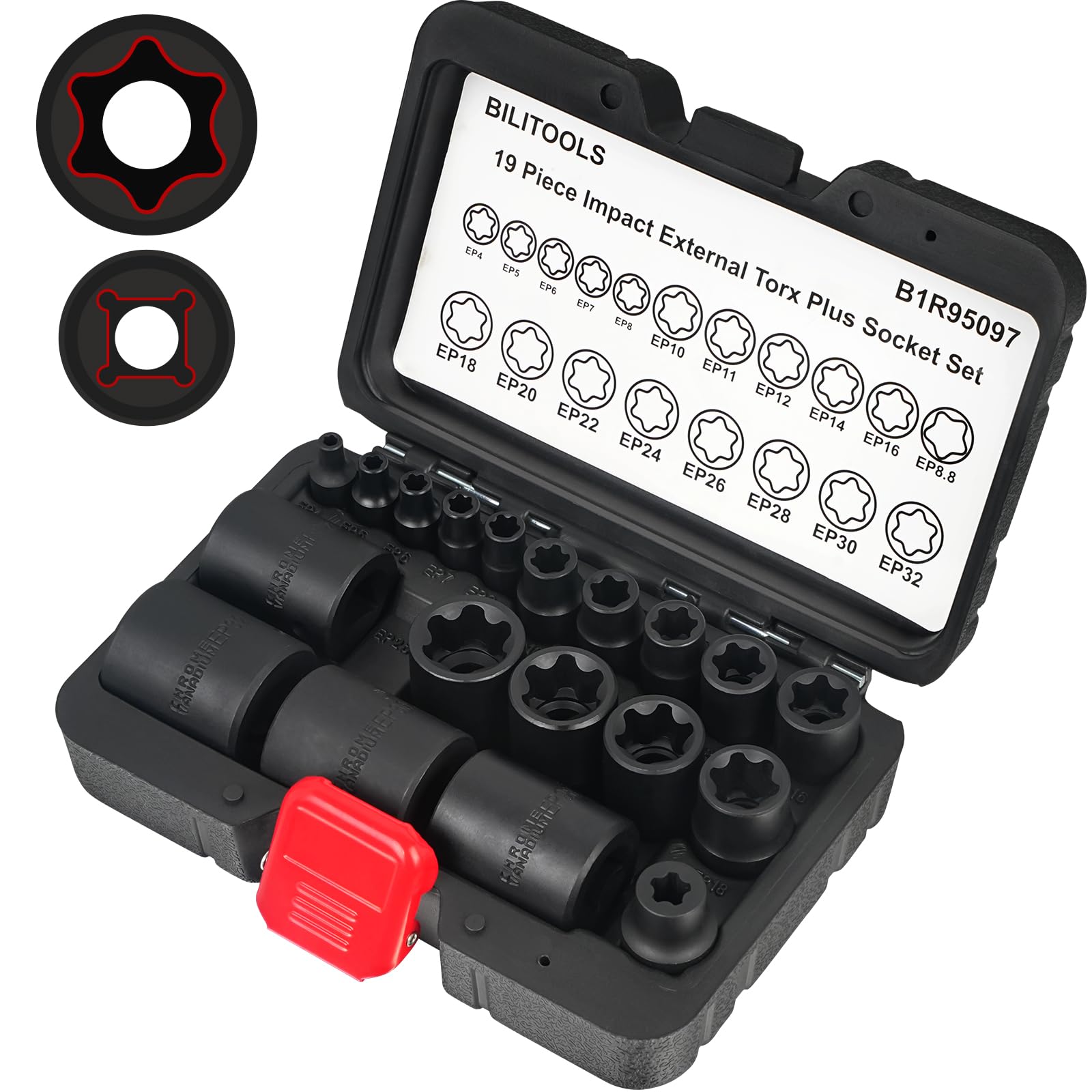 BILITOOLS Jeu de douilles Torx Plus externes 19 pièces EP4-EP32
