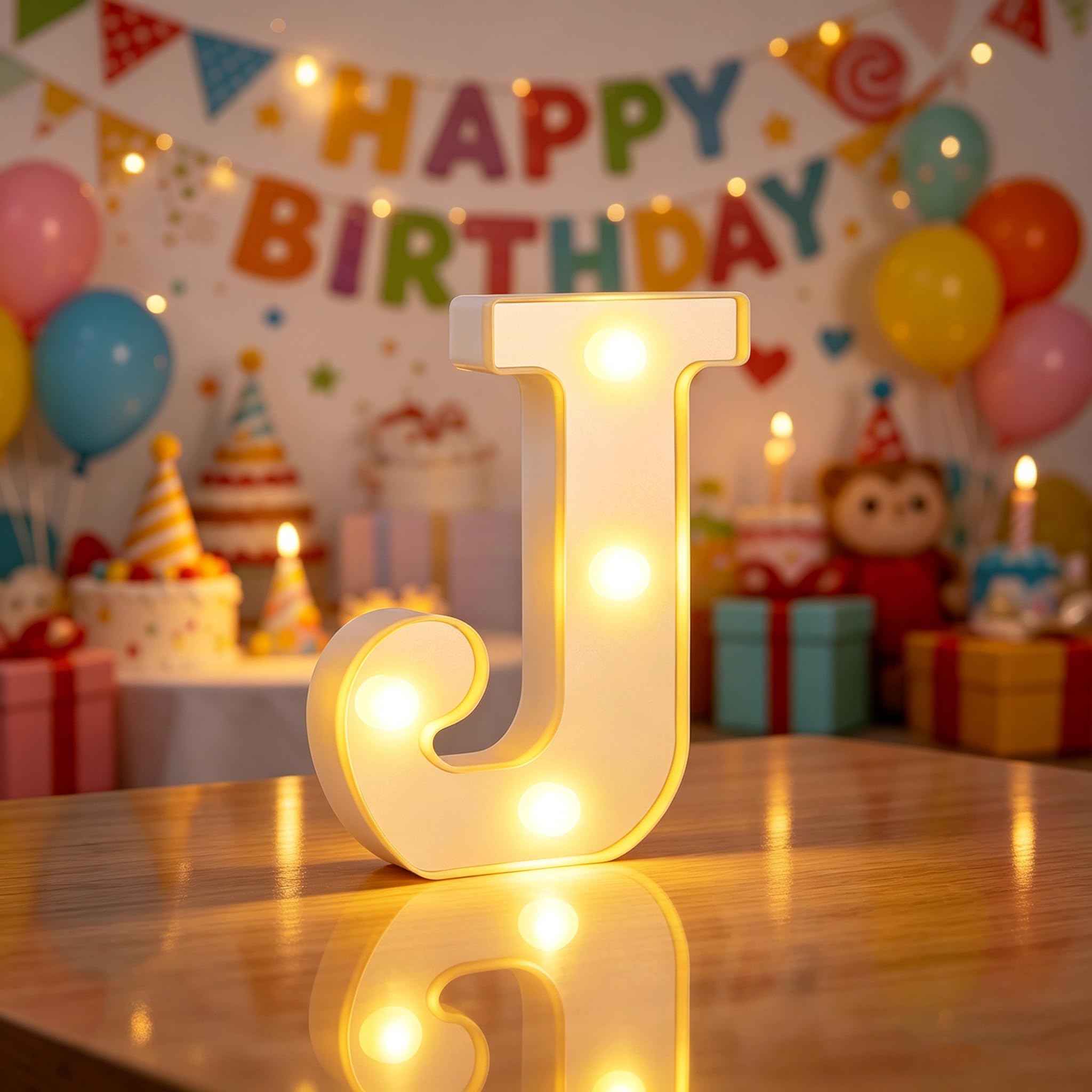 Light up Letters J, 6.3in LED Marquee Letter Lights for Girls Bedroom Accessories, Alphabet Sign Gifts for Girl Women, Birthday Lights for Valentine Party Birthday Decorations (J)