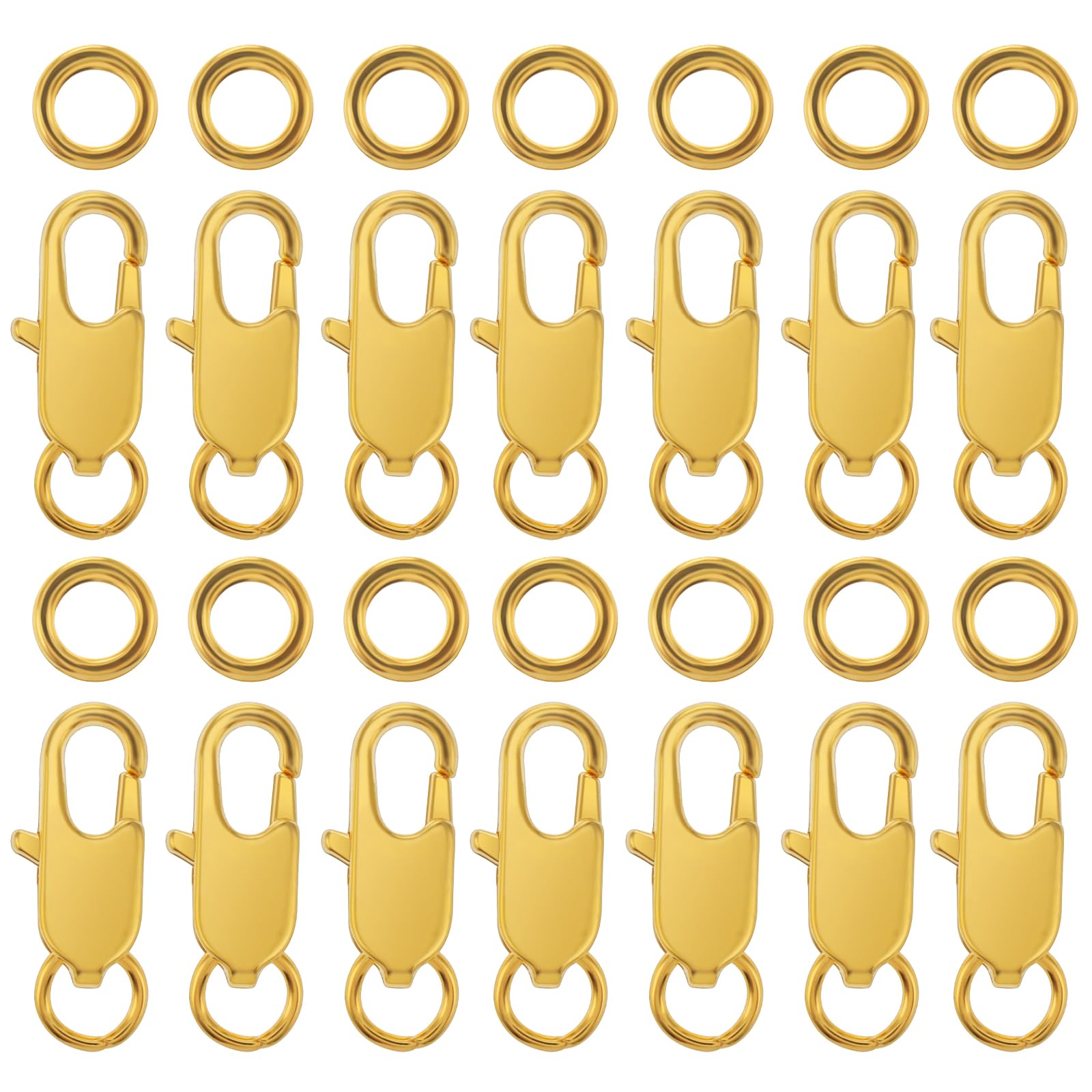 WLLHYF Lobster Claw Clasps 12 Pcs with Closed Jump Rings Gold Silver Plated Small Connector with Jump Ring for DIY Jewelry Making Necklace Bracelet Crafts (Gold)