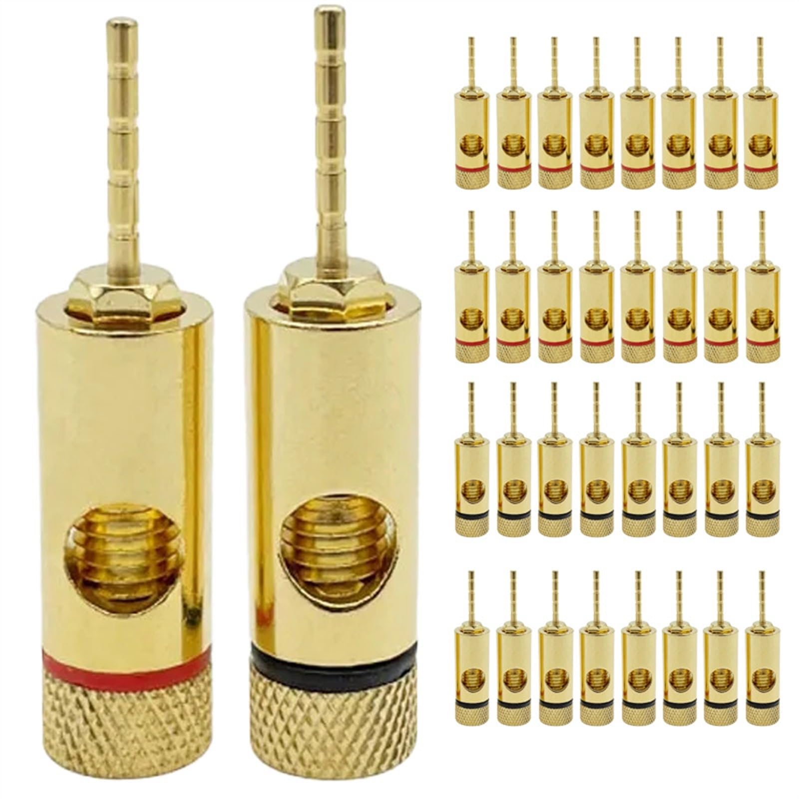 Adaptateur de fiche Banane à Broche Droite en cuivre plaqué Or, 2mm, bornes Banane, fiches de Haut-Parleur, connecteur de câblage, 8/40 pièces(40Pcs (20Pairs))