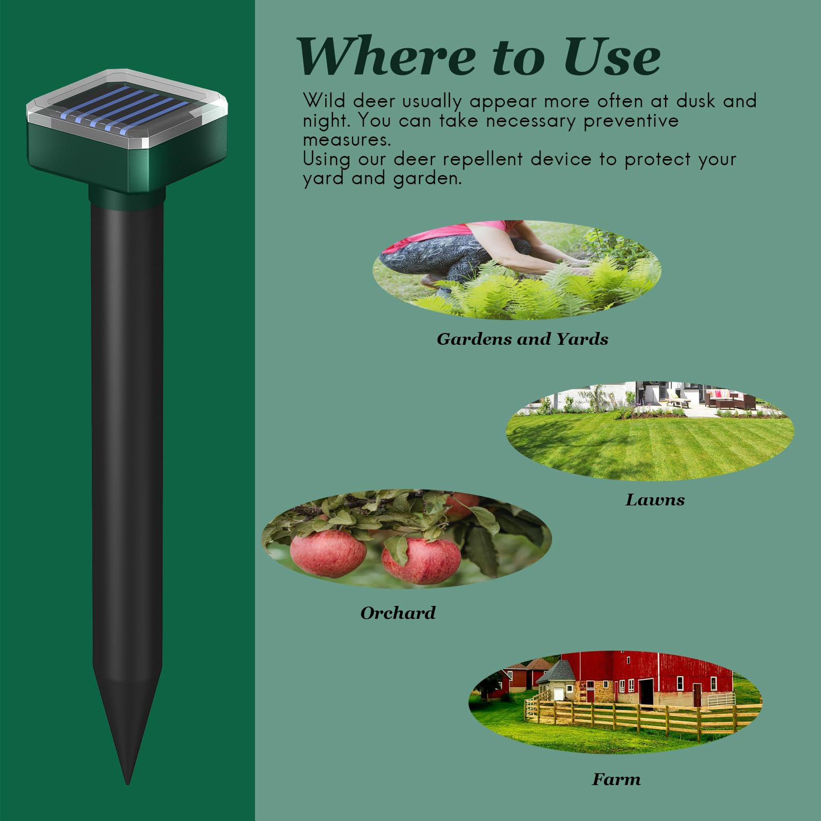 8 dispositivi repellenti per cervi, cervi e cervi, per giardino, cervi per piante, dispositivi deterrenti per cervi, dispositivi per esterni, dispositivi solari repellenti per cervi, sonici,