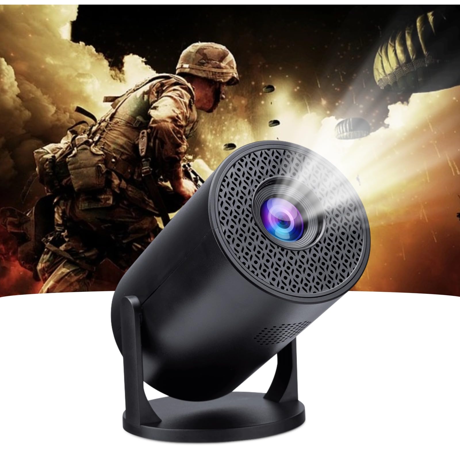 Proiettore Portatile 1080P Regolabile a 270° con WiFi per Home Theater e Cinema all'Aperto Compatibile con Smartphone Portatile TV Stick Schermo da 150 Pollici HDMI USB