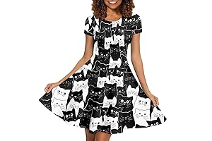 HUGS IDEA Women's Black Cat Dress