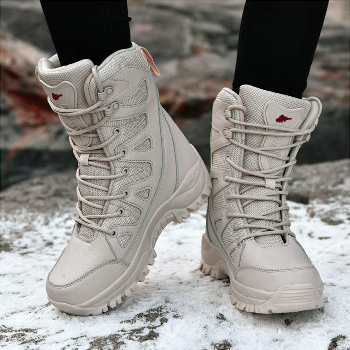 Generico Stivali da Trekking Stringati Tattici Impermeabili Caldi Unisex Scarponi Militari Stivali da Deserto Scarpe Escursionismo a Metà Polpaccio da Esterno