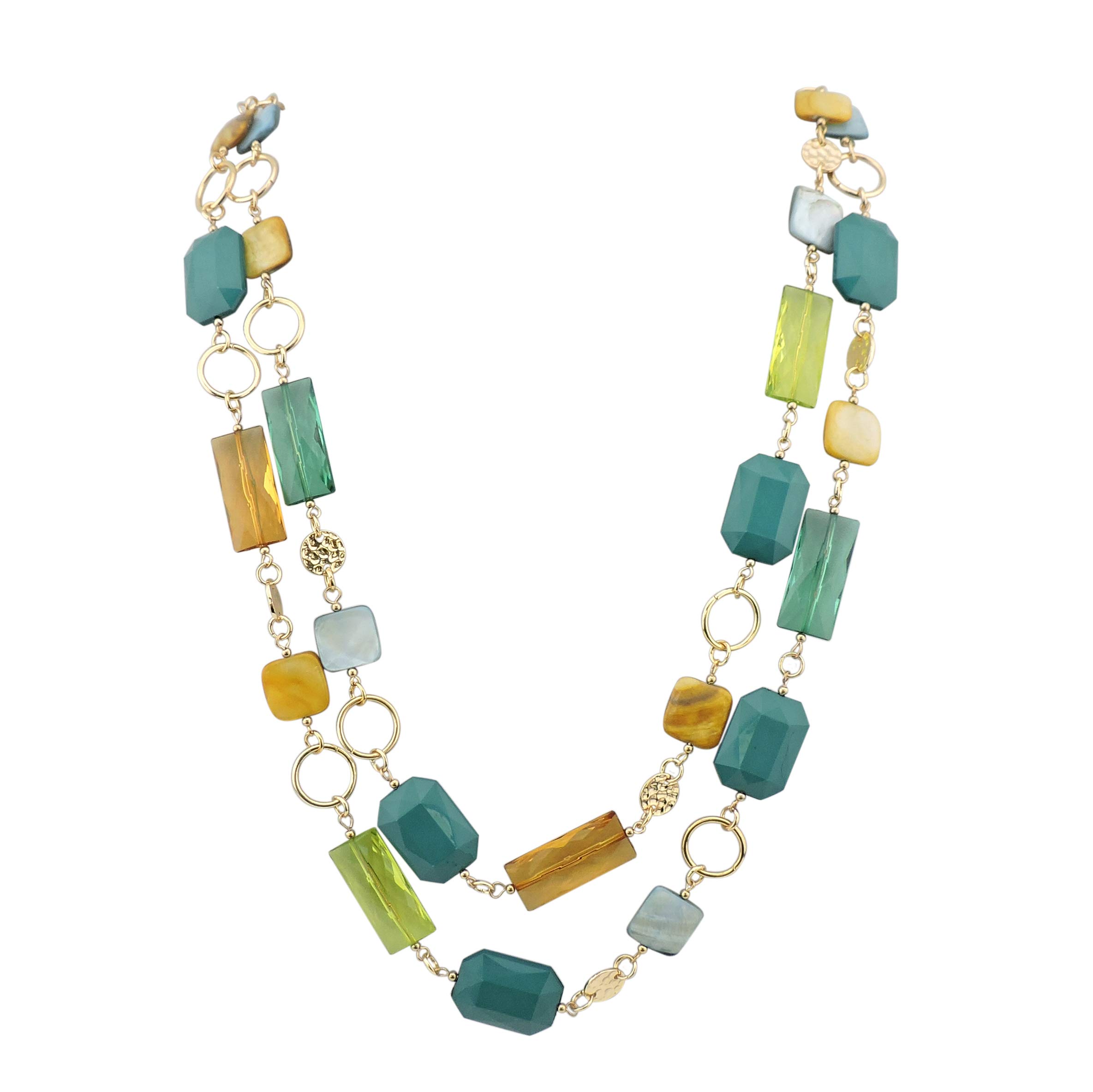 Bocar Set Collana Lunga 91 Cm E Orecchini In Acrilico E Conchiglia - Gioielli Dichiarazione Per Donna