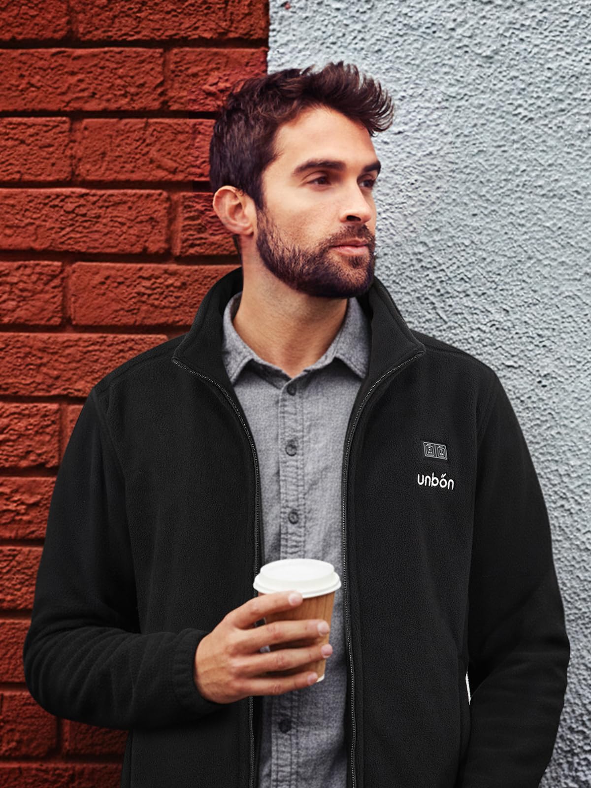 UNBON Giacca Riscaldata Uomo, Giubbotto Riscaldato Uomo con Batteria USB 10000mAh, Giacca Riscaldante in Pile con 3 Temperatura 6 Zone di Calore, Giubbotto Termico Riscaldante Manica Lunga