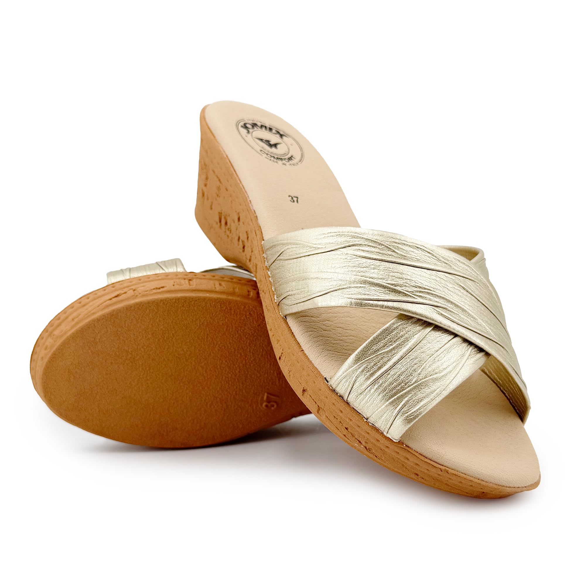 JOMIX Mules Femme Été Confort Claquettes Femme Talon Compensé 6 cm Chaussons d’Été Bout Ouvert Tiras Croisées Souples Chaussures Maison Légères Élégantes