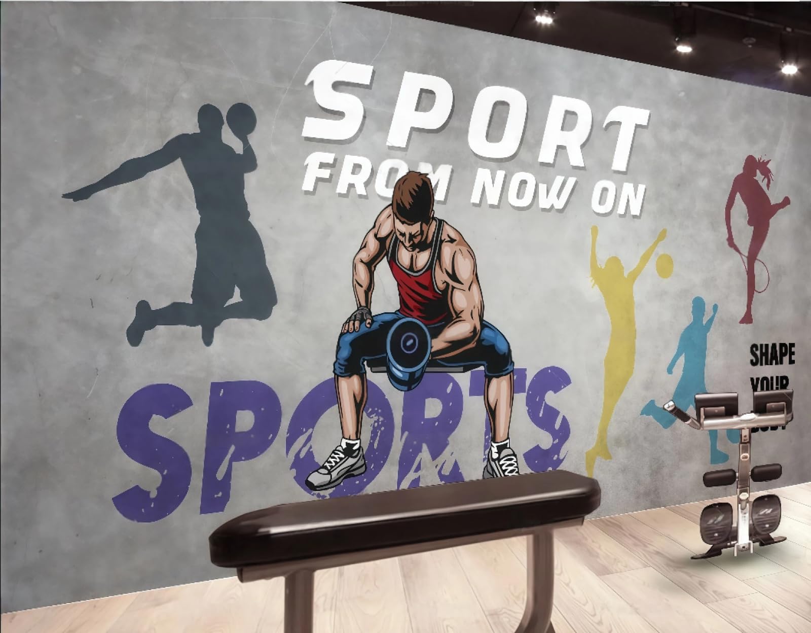 XDOUBAO Wallpaper Nostalgic Cement Wall Hand-Painted Graffiti Sports Gym Drink Shop Afternoon Tea Western Restaurant Background Wall Wallpaper Coffee Shop Mural,3D,250x175cm