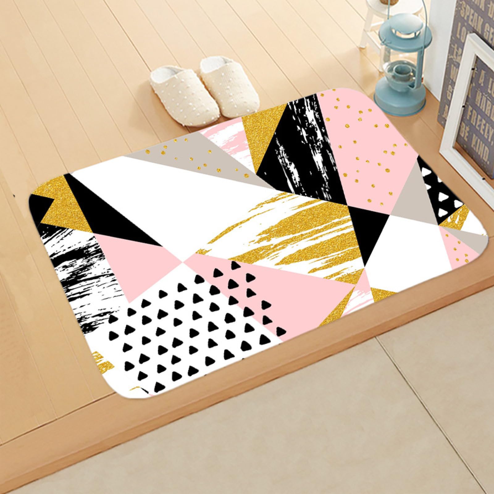 Paillasson Exterieur Entree Poudreuse Noir Géométrique Tapis Entree Interieur Tapis de Bain Antidérapant Paillasson Lavable Paillasson Interieur Paillasson Exterieur Salle Bain Couloir(60x90cm)
