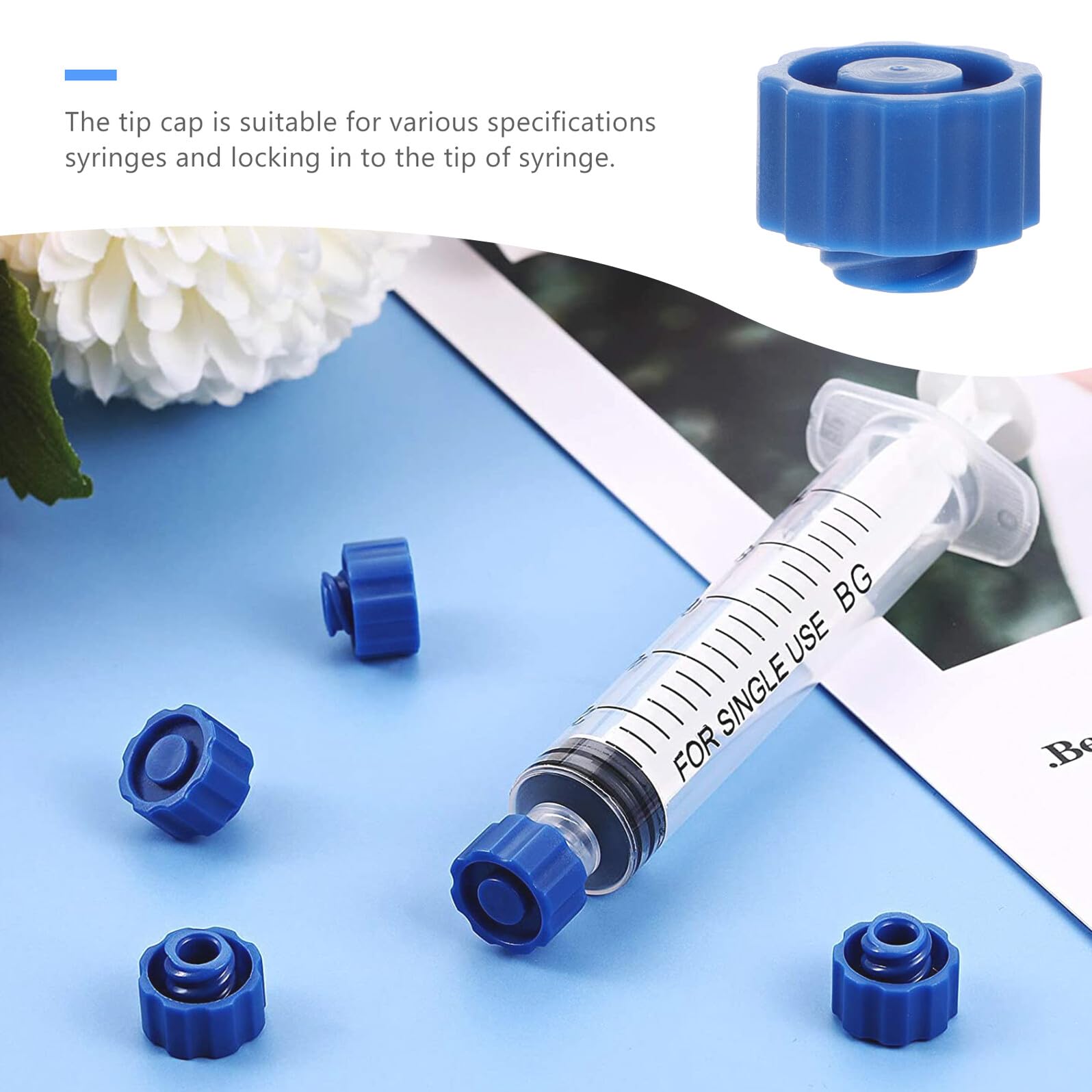 SHINEOFI 100 Stück Kunststoffkappen für Spritzen Luer Lock Verschlüsse Spritzenspitzenkappen Einfach zu Lagern Dicht für Klebstoffe und Wärmeleitpaste