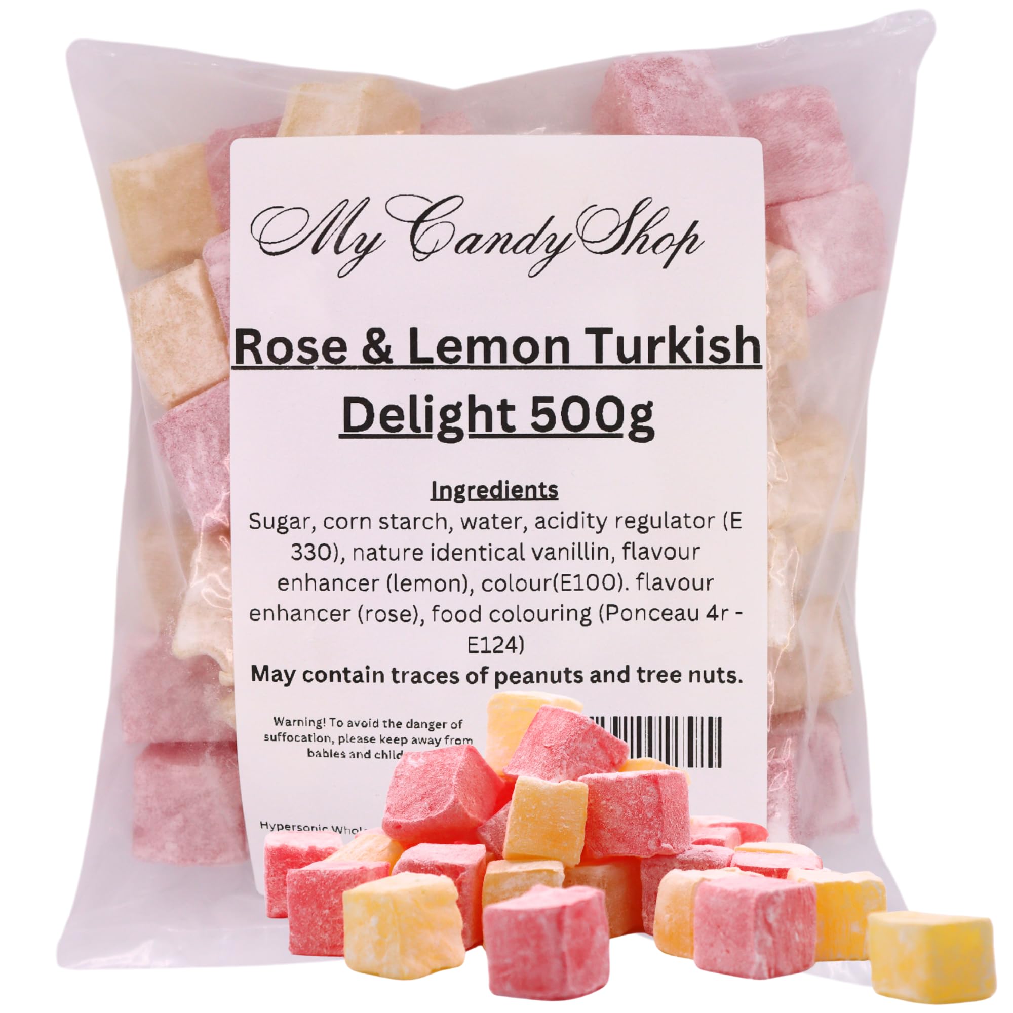 Turkish Delight Rose and Lemon - 500g - Handmade Lokum Halal Sweets - Vegan Sweets - Turkish Delight Assorted
