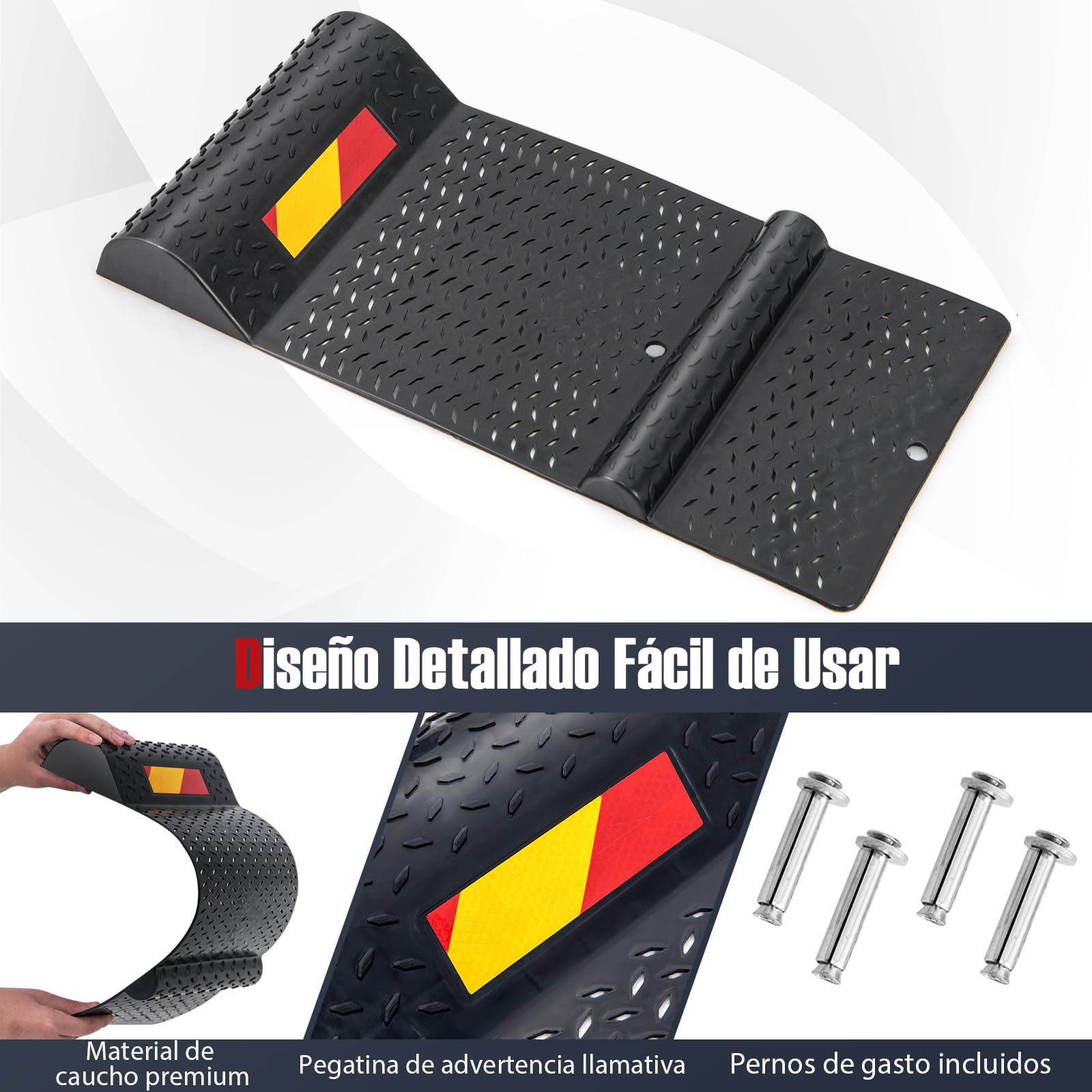COSTWAY 2 Tapetes Antideslizantes para Estacionamiento, Ayuda para Aparcamiento, Tapete Antideslizante Colchoneta de Posición, Tapeta de Freno Ayuda de estacionamiento, 53 x 25,5 x 5 cm
