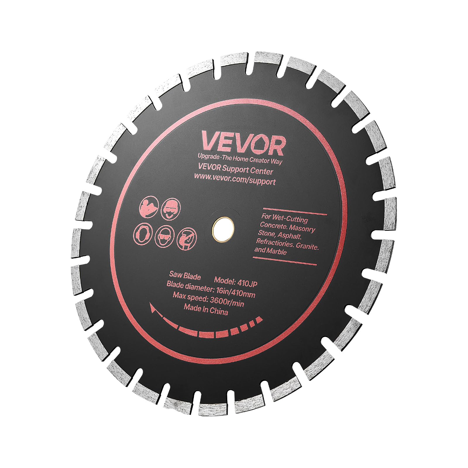 VEVOR 3 Stk. Diamanttrennscheiben 410mm, Diamant-Sägeblätter mit 25,4mm Bohrung & 12,5mm Segmenthöhe, Max. 3600 U/min Diamantscheiben für Trocken/Nass Schneiden, Trennscheibe für Beton Mauerwerk Stein