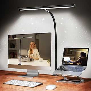 Luminária de Mesa LED, 5 Cores de Luz e 10 Níveis de Brilho, Preta