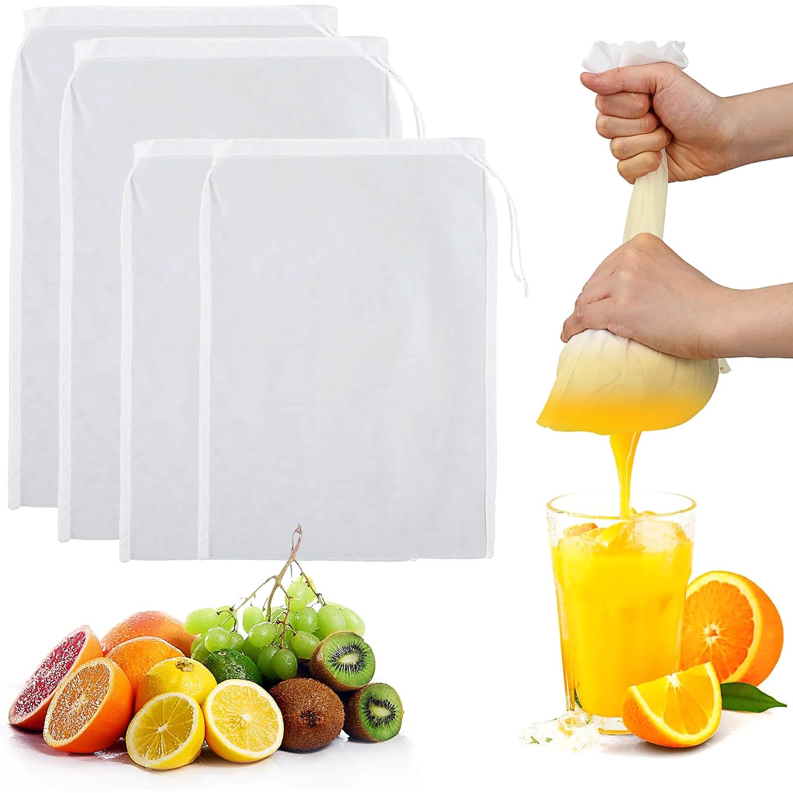 Sacchetti Filtro Per Latte Vegetale - 2 Pezzi Riutilizzabili, 30x30cm, Per Latte Di Mandorle E Noci