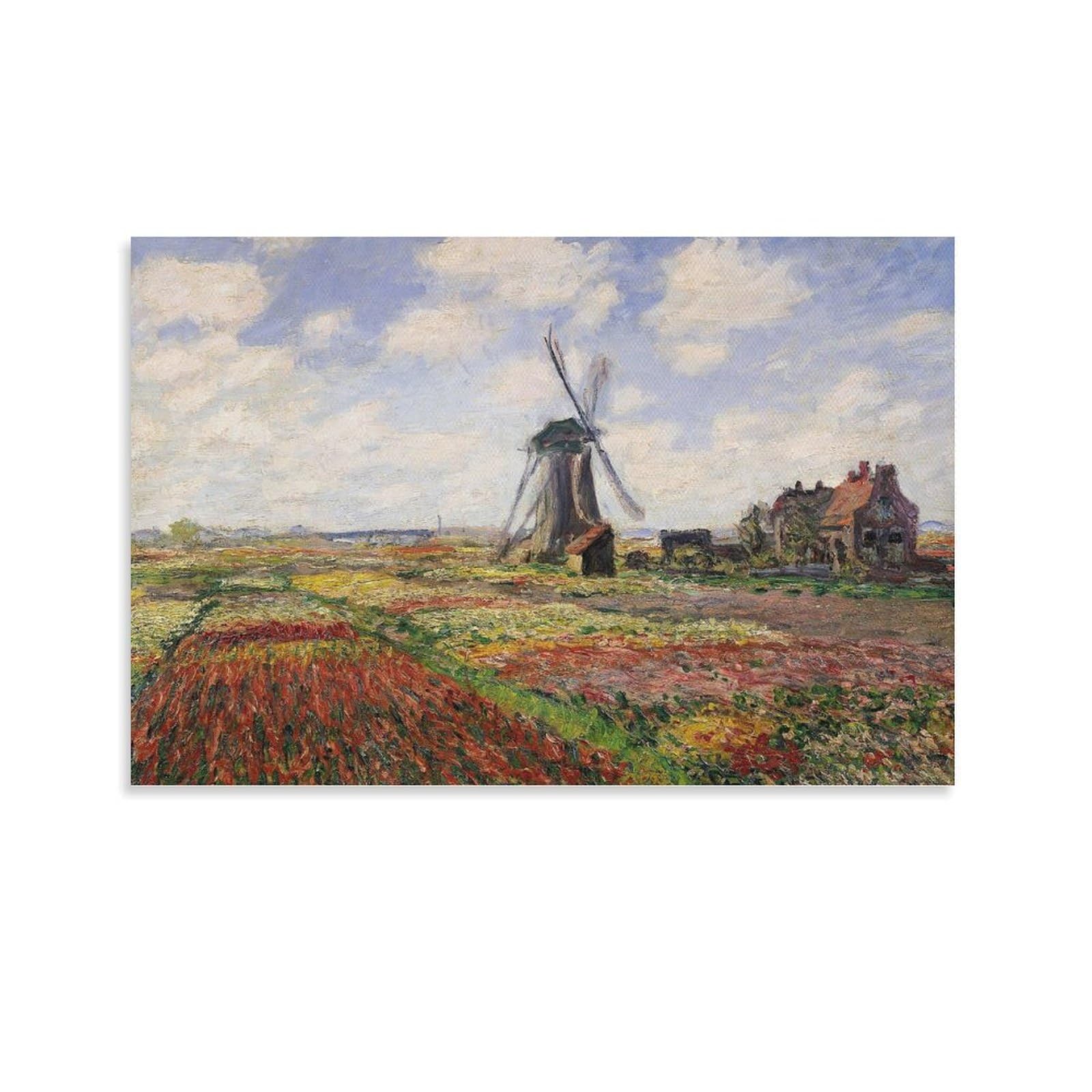 Tulip Fields with The Rijnsburg Windmill, 1886 by Claude Monet Wall Art Prints Poster Canvas Wall Art Poster Decorative Modern Home Print Picture Artworks Posters 12x18inch(30x45cm)
