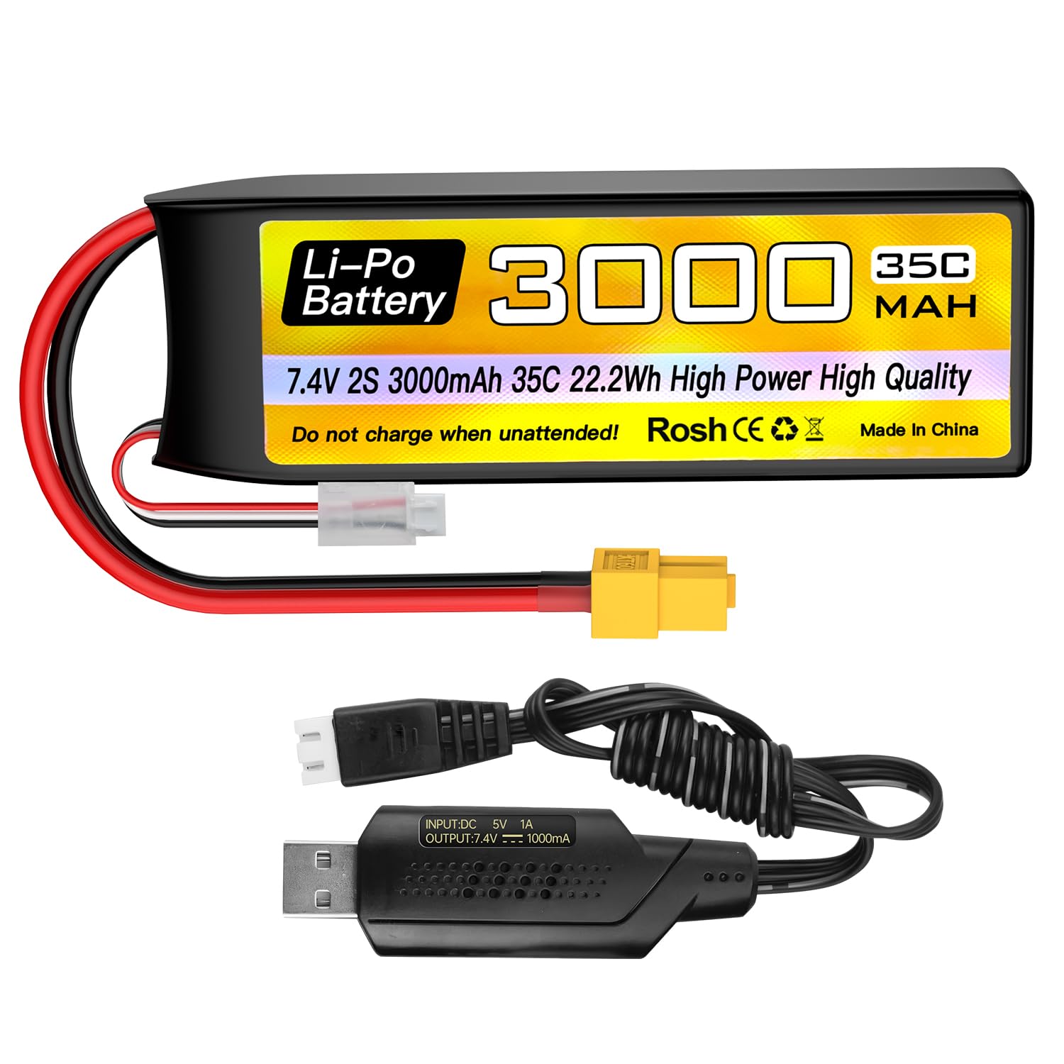 Amazon.co.jp: 1PCS 2S Lipo 7.4V 3000mAh 35C バッテリバンドXT60
