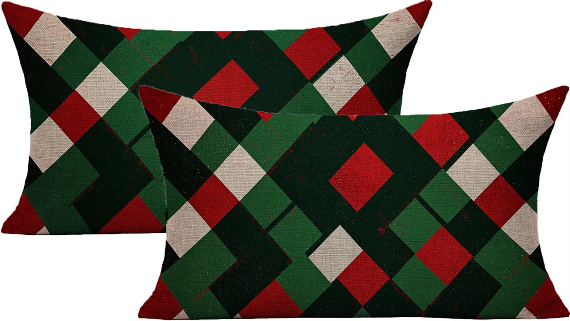 Housse de coussin extérieur imperméable 40x80cm vert lot de 2 en lin Lpfieonn