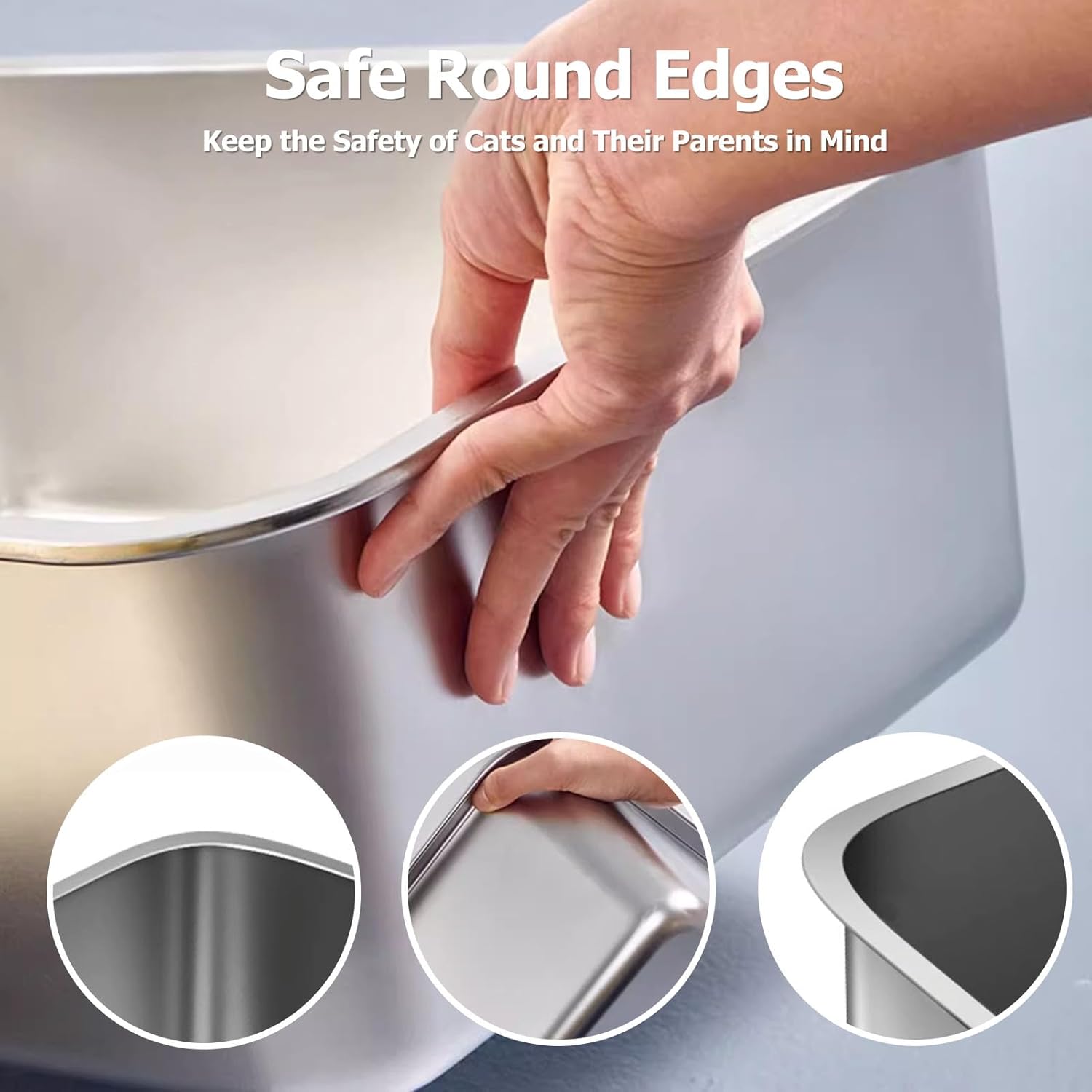 Stainless Steel Cat Litter Box, Medium Metal Litterbox, 2-Pack Stainless Steel Litter Tray Pan for Medium Cats, 19.7" Lx13.8 W x5.9 H, No Odour Absorption,Easy to Clean, Rustproof, Leakproof