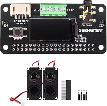 WM8960 Stereo Audio Codec HAT with 0.96" OLED, Audio Playback & Recording Expansion Board, 3.5mm Headphone Jack, Dual MEMS Microphones, Speaker Terminals, Compatible with Raspberry Pi