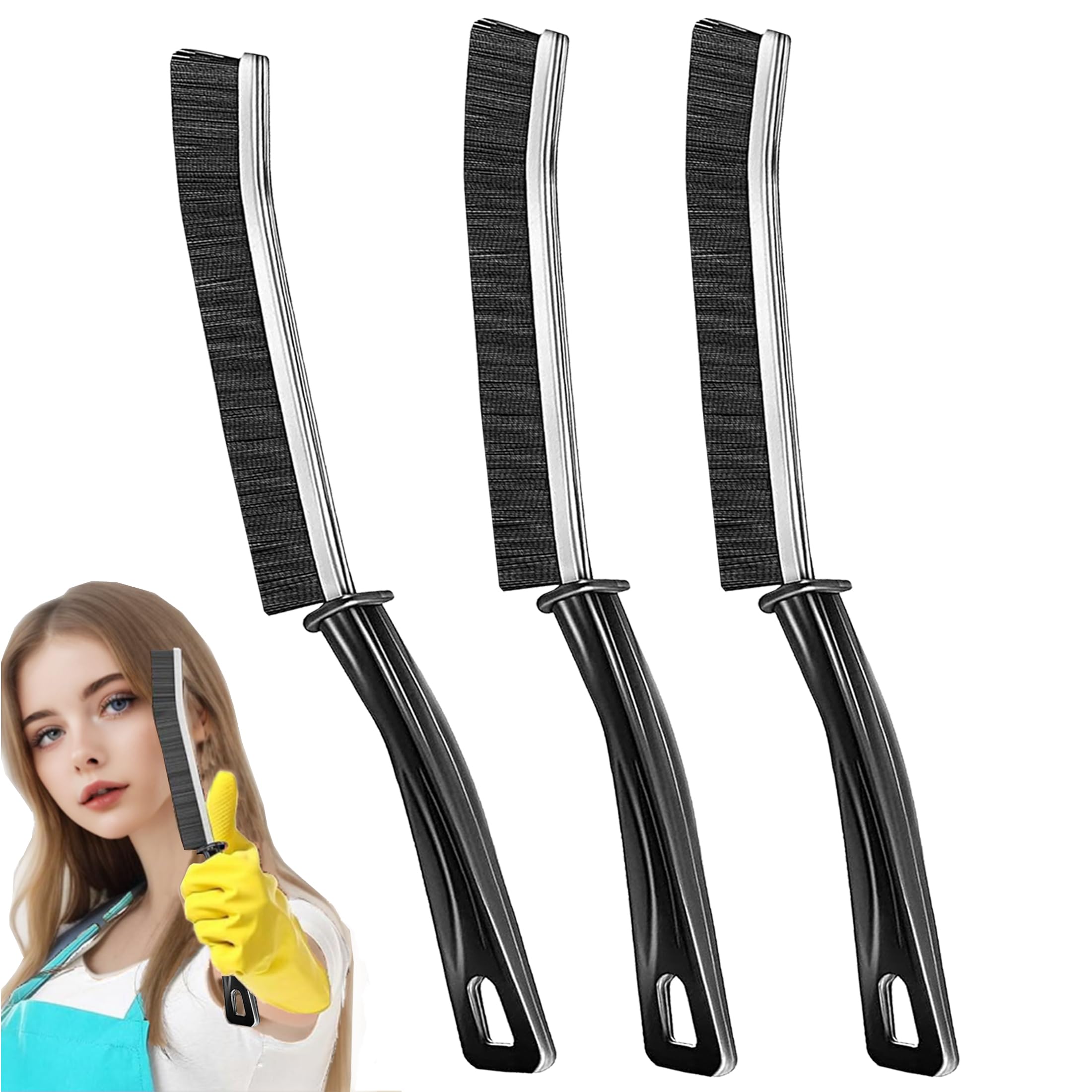 BSFRNF 3Pcs Hard-bristled Crevice Cleaning Brush, Multifunctional Thin Gap Scrub Brush, Bathroom Cleaner Tools for Household Use, Kitchen, Window,