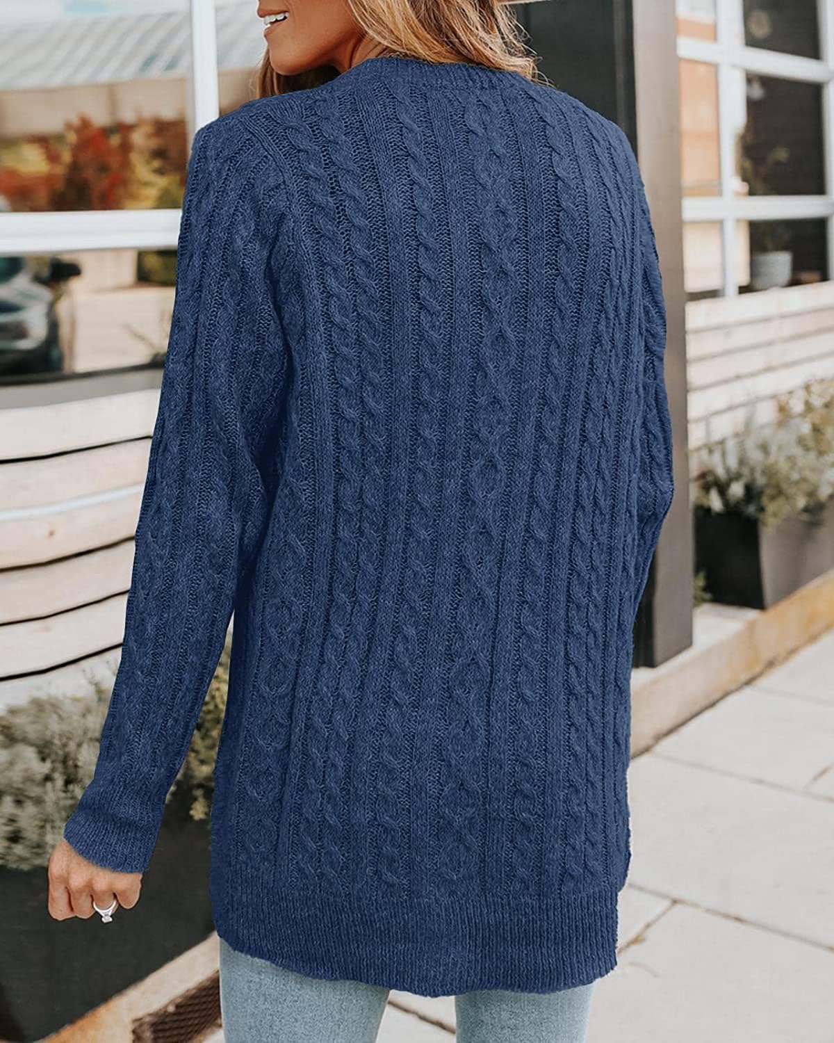 Cárdigan Largo De Punto Trenzado para Mujer Jersey con Botones Abrigo Informal De Manga Larga Jersey Grueso De Punto Aran Extragrande Prenda De Abrigo para Otoño E Invierno.