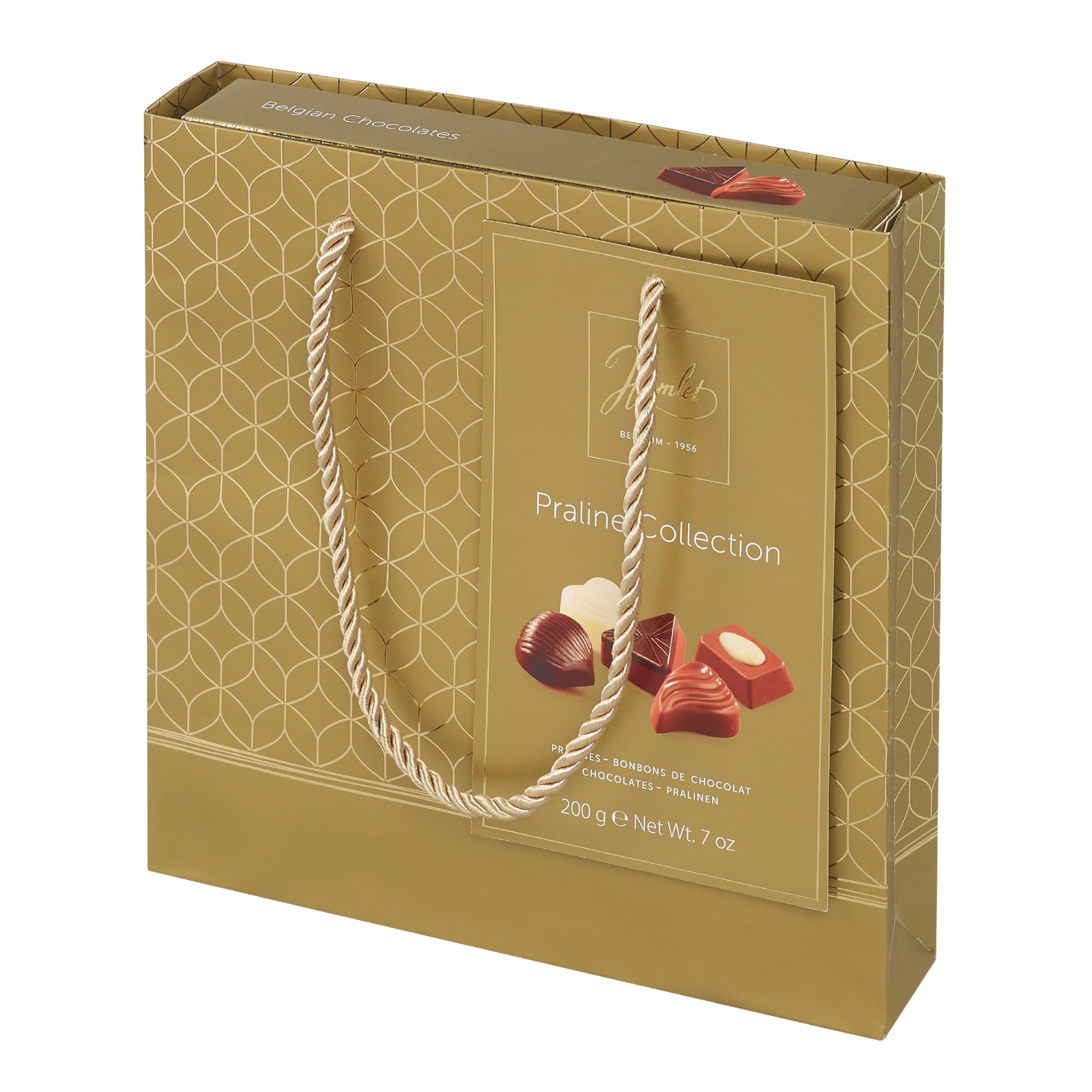 Chocolate Belga Hamlet, Bombones para Regalar, Chocolates para regalar con Bolsa Premium, Auténtico Chocolate Belga, Caja de Diferentes Chocolates 200g