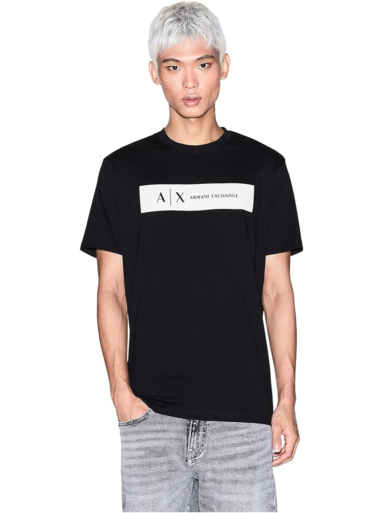 Black Armani Exchange Box Chest Logo T-shirt