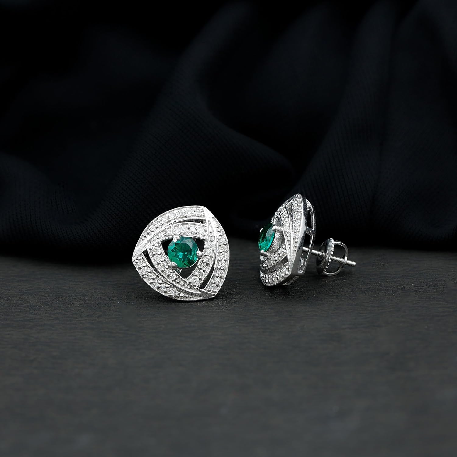 Certified Lab Grown Emerald Stud Earrings in Silver, Aaaa Quality, Emerald Big Earrings - Gift For Special Occasions - Image 5