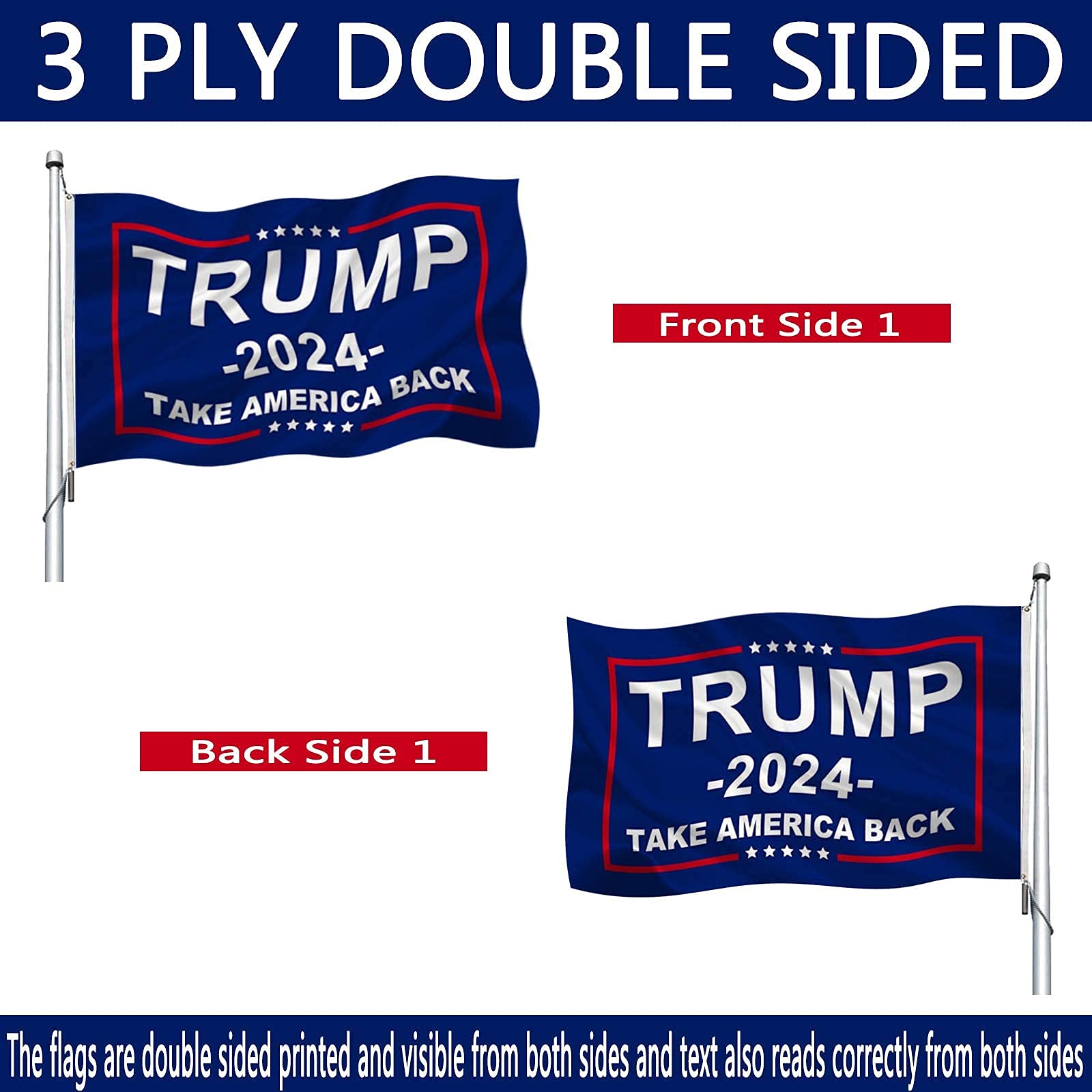 Trump 2024 Flagge – Doppelseitig, 7,6 X 12,7 Cm, Aus Strapazierfähigem Polyester, Für Innen & Außen