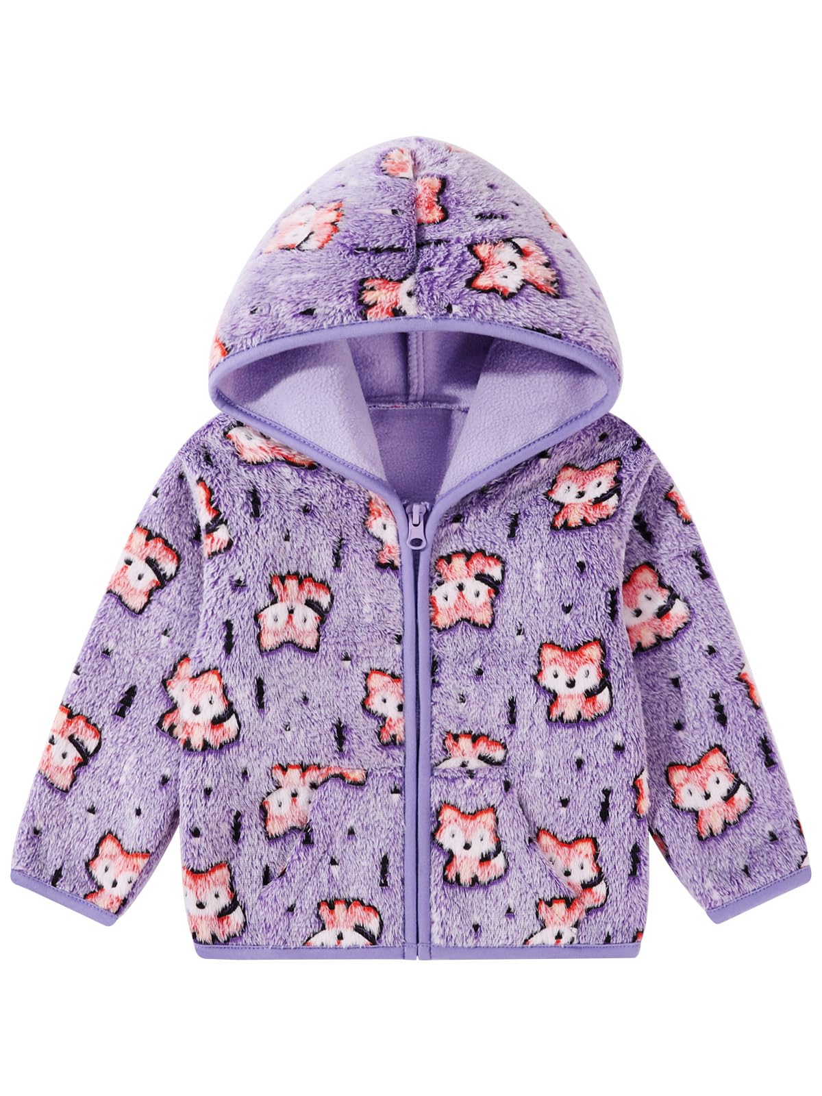 Toddler Baby Girls Thick Fleece Hoodie Jacket Zip Fuzzy Outerwear Coat