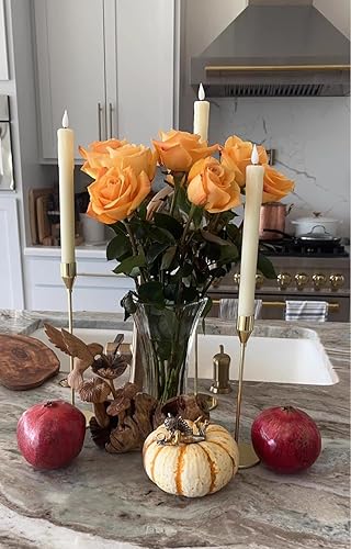 Miniatura 2 de Delicados candelabros dorados claros de 3 piezas de portavelas cónicos para velas cónicas y LED de 34 pulgadas, elegante portavelas para centro de