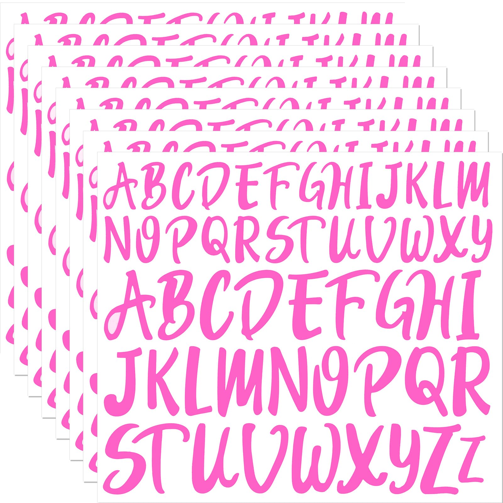 TaoBary 416 Pcs Pink Letter Stickers 8 Sheets Alphabet Stickers 2 Size Vinyl Cursive Self-adhesive Letter Personalized Decor for Valentine's Day Gifts