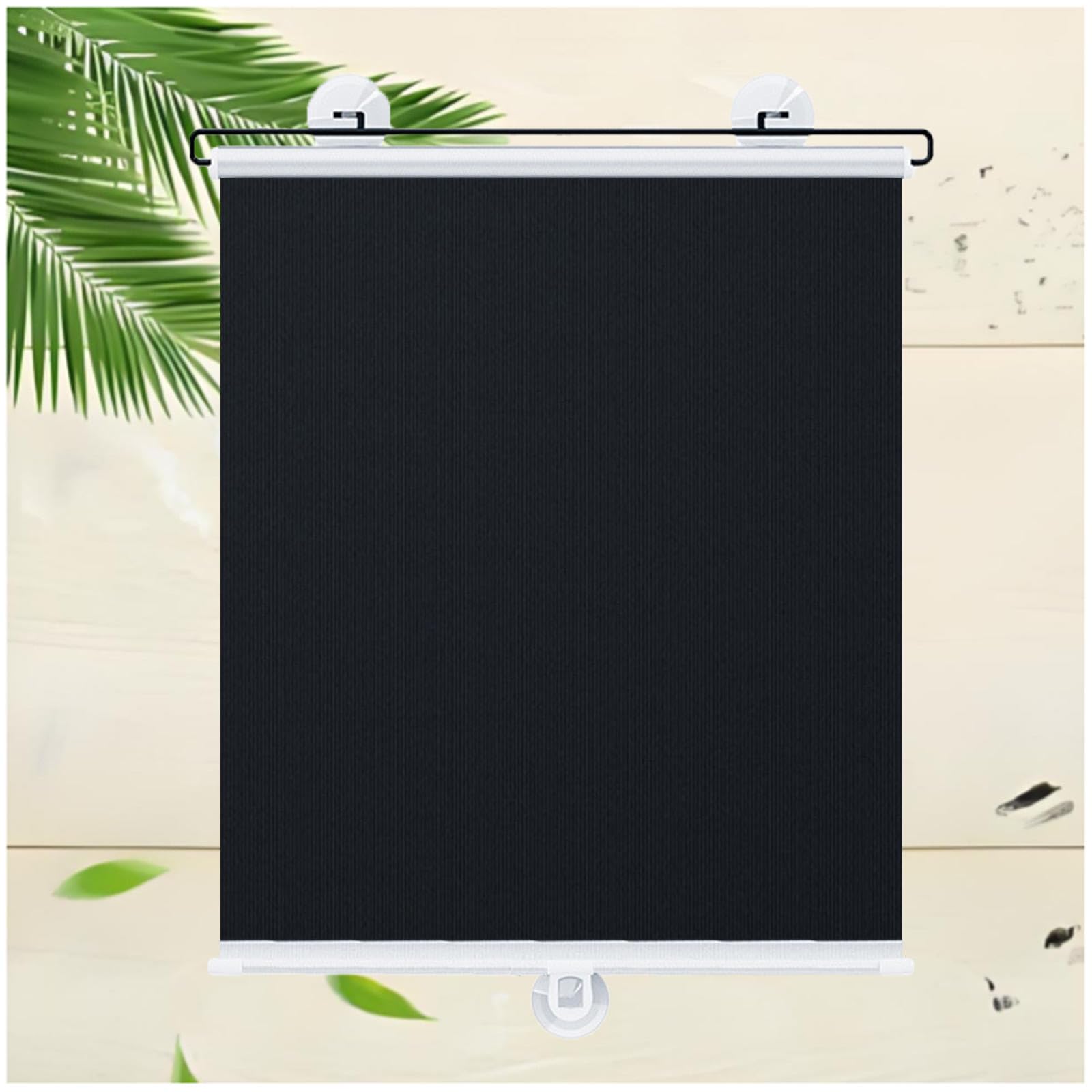 DECAKE Sunshade Roller Blinds for Windows, Blackout Shades No Drilling, Curtains with Suction Cups, Temporary Thermal Privacy Blinds,Black-65x125cm/26 * 49in