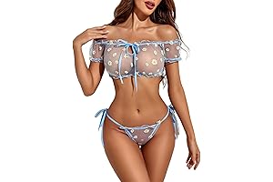 Avidlove Bra and Panty Set Ruffle Lingerie Set Mesh Babydoll Chemise