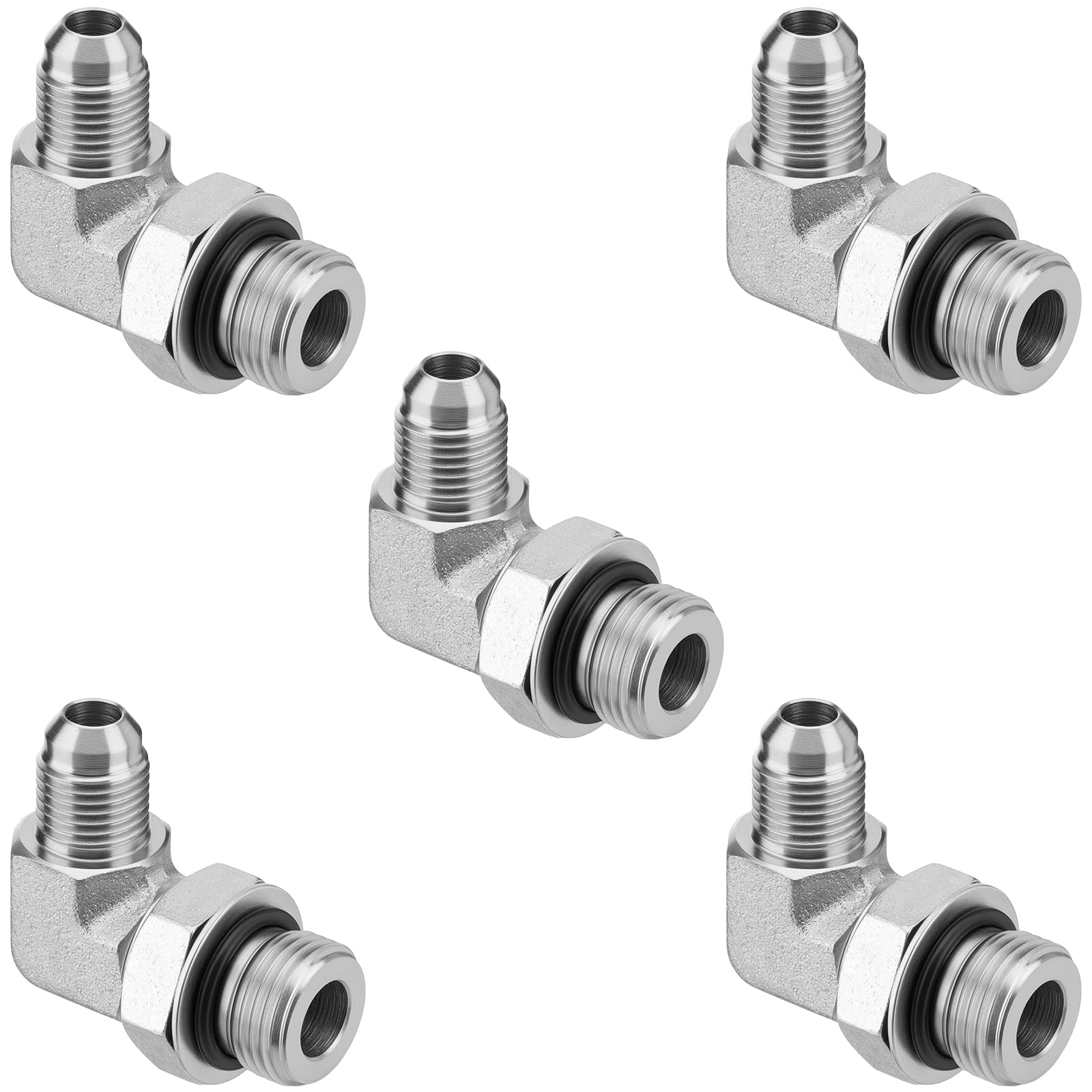 90° Elbow Hydraulic Fitting: 3/8" JIC Male x #8 SAE/ORB Male