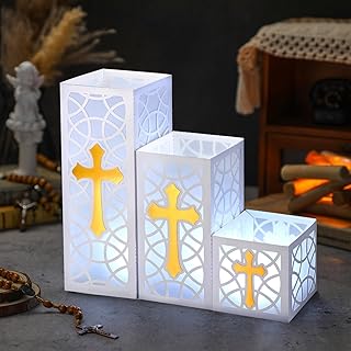 VIHOSE 12 Set 24 Pcs Baptism Cross Table Centerpieces 3 Size Baptism Cro...