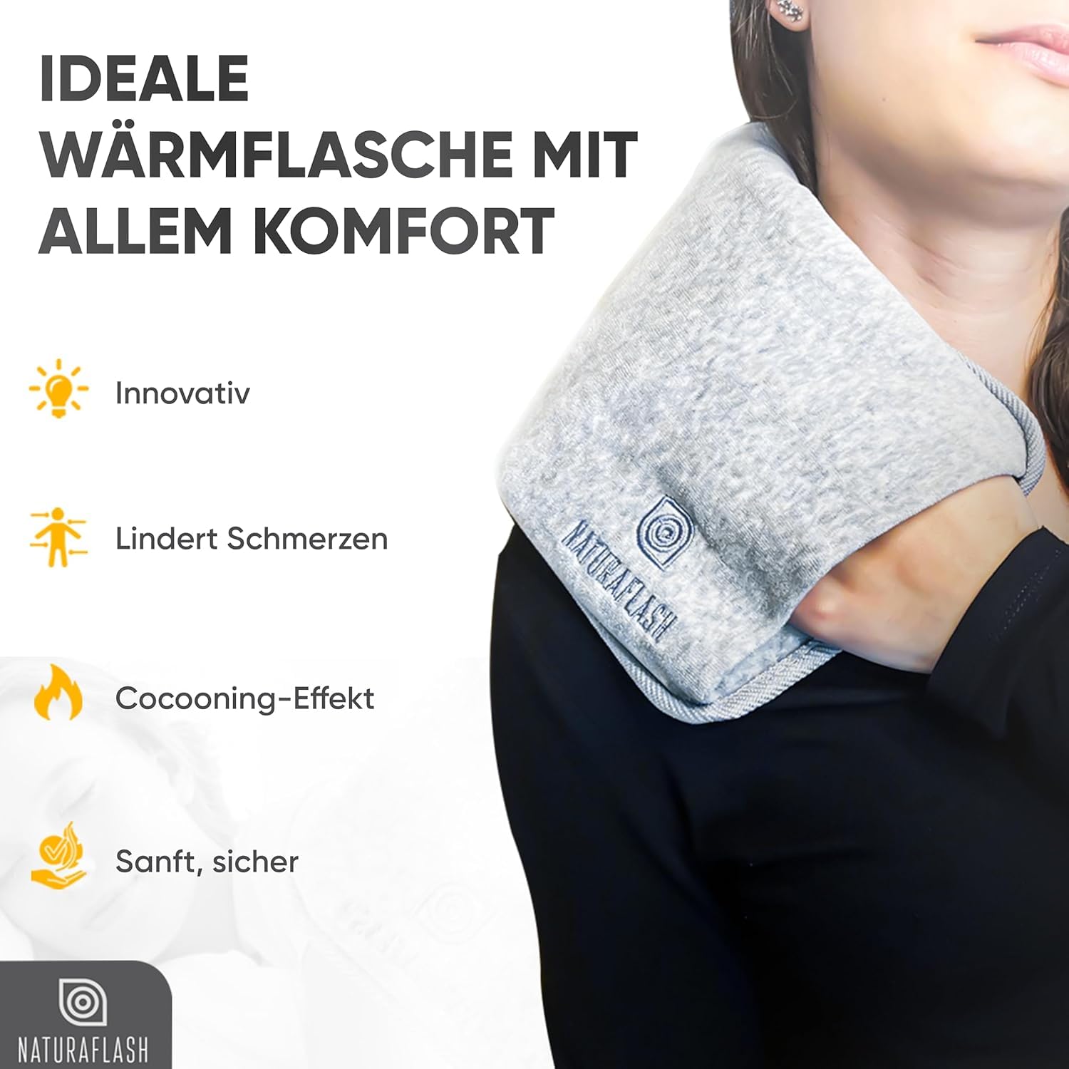 Elektrische wiederaufladbare Warmflasche, weich und komfortabel, angenehme Beschichtung, lindert Muskelschmerzen für Kinder und Erwachsene