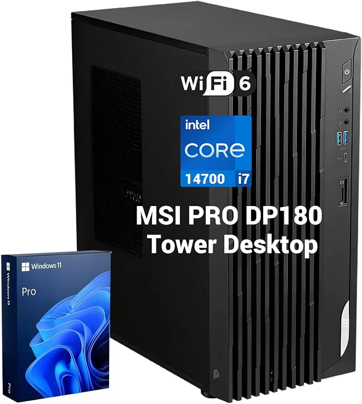 Computadora de escritorio tipo torre empresarial PRO DP180, Intel 20-Core i7-14700 | 16 GB de RAM, 512 GB SSD, HDMI, Wi-Fi 6, DisplayPort, RJ-45, lector de tarjetas SD integrado, Windows 11 Pro