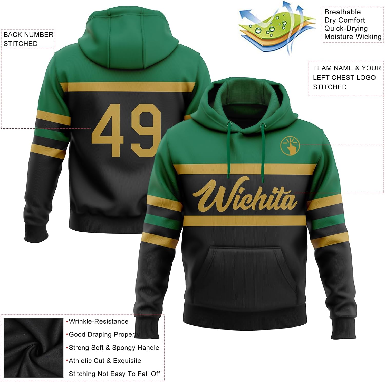 Custom Hockey Hoodie Men Women Youth Personalized Stitched Athletic Hooded Pullover Sweatshirt Team Training Apparel