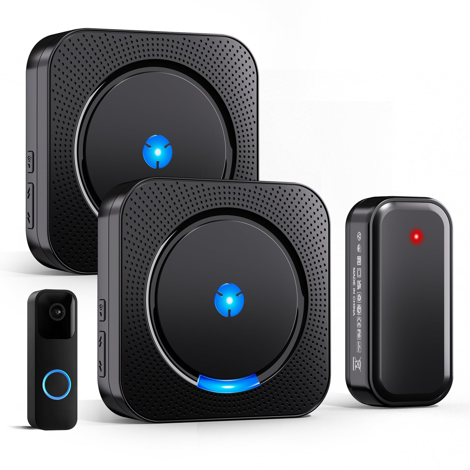 Wireless Doorbell Chime Video Doorbell Extender - Compatible with Blink Video Doorbell, Easy Setup, Loud Alarm (1 Video Doorbell Extender 2 Receivers ）