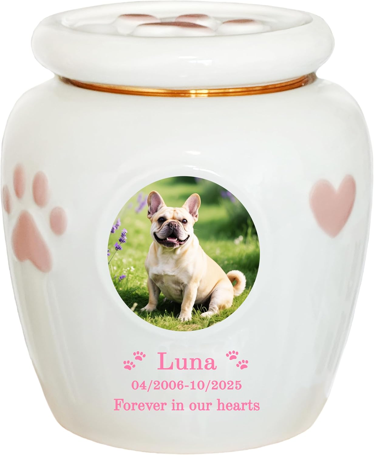Personalized Pet Urn,Pet Urns for Dogs Cats,Pet Cremation Urn,Urns for Pet Ashes,Ceramic Urn,Dog cat Bird Rabbit urn,pet Loss, Handmade Custom. (Medium,Suitable Ashes ≤44 lb (not Bones))