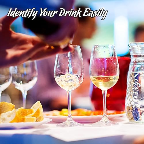 Miniatura 6 de Hicarer 26 dijes de vino para copas de tallo con anillos, letras metálicas, marcadores de abalorios de cristal, marcadores de cuentas para vino,