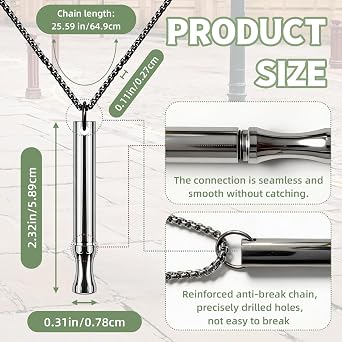 Breathing Necklace with 5PCS Filters, Mindful Portable Whistle Necklace with Resistance for Respiratory Support Focus and Relax