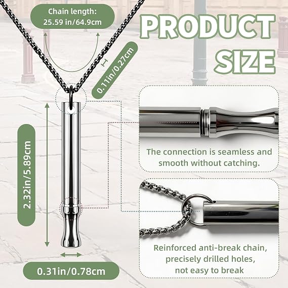 Breathing Necklace with 5PCS Filters, Mindful Portable Whistle Necklace with Resistance for Respiratory Support Focus and Relax