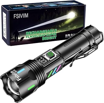 LED Rechargeable Flashlights High Lumens Flashlight 100000, Long Lasting 12h, Super Bright Flashlight Camping, Powerful Flash Lights for Home, USB C Input, Charge Your Mobile Phone