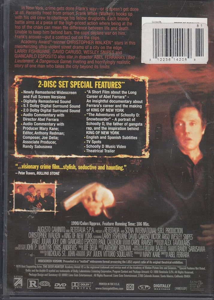 【激レア、稀少、廃盤】キング・オブ・ニューヨーク('90米) DVD(セル盤) 激レア、稀少、廃盤】キング・オブ・ニューヨーク('90米) DVD